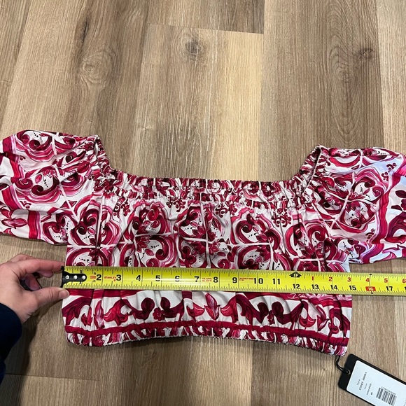 Dolce&Gabbana Tile Print Cotton Crop Top (IT40) - Picture 10 of 15